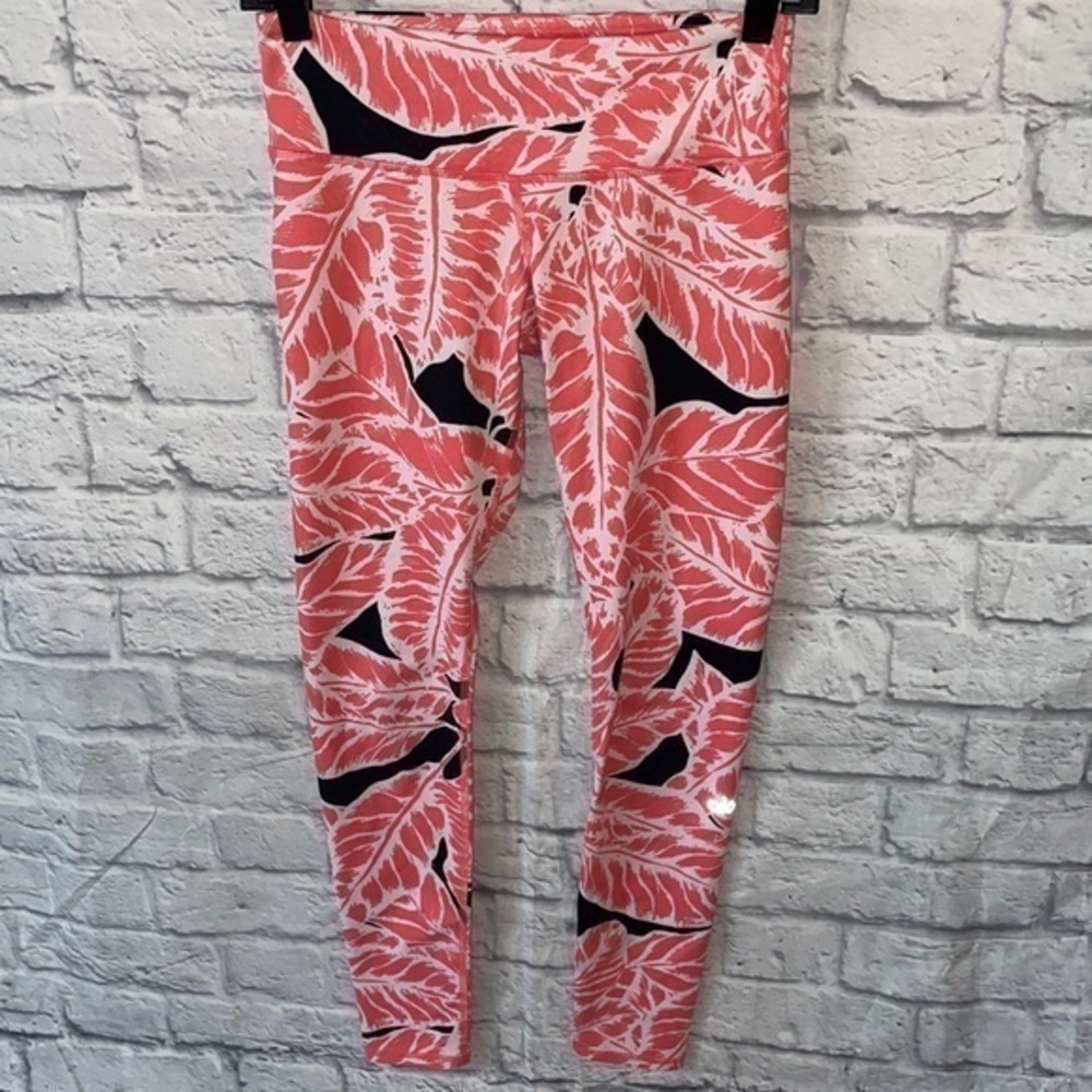 Alo Yoga Tropical Leaf Palm Frond Foliage Print Bright Athleisure Legging Pants